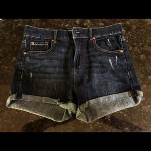 Dark wash denim shorts
